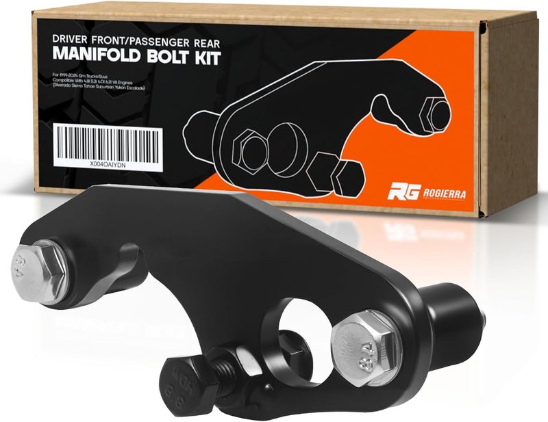 Rogierra Driver Front/Passenger Rear Exhaust Manifold Bolt Repair Kit for 1999-2024 GM Trucks/SUVs - Compatible with 4.8L 5.3L 6.0L 6.2L V8 Engines (Silverado Sierra Tahoe Suburban Yukon Escalade - Image 1